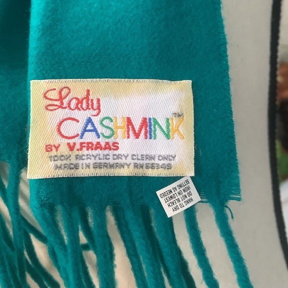 Lady Cashmink by V. Fraas Teal soft winter scarf Made in Germany VGUC 52" x 11" - Picture 2 of 6